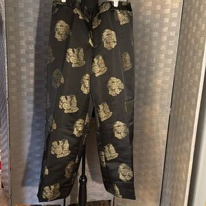 Black Satin with Metallic Detailing Pants